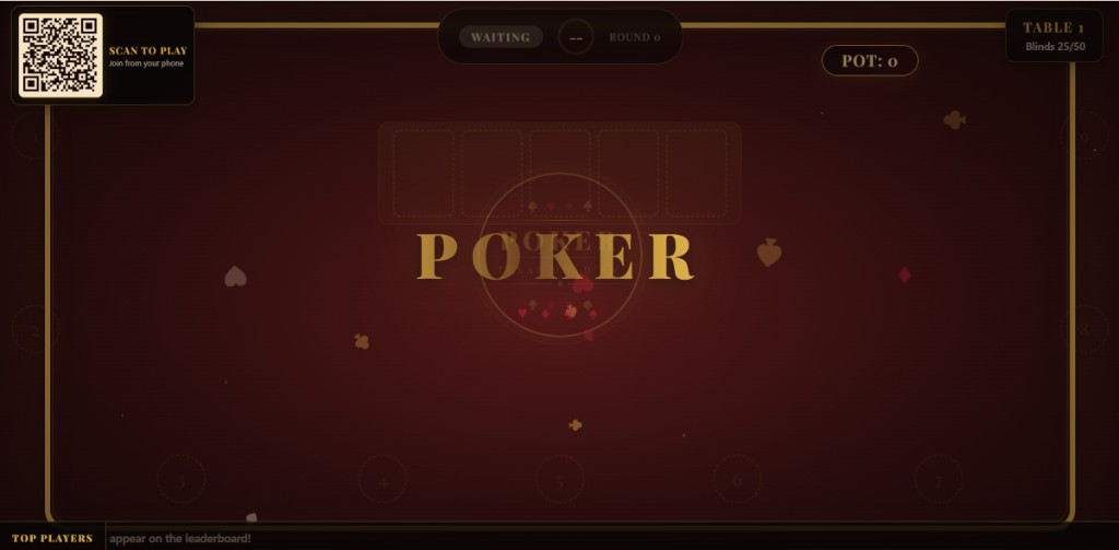 Texas Hold'em poker TV display for sports bars — tournament digital signage with QR phone play